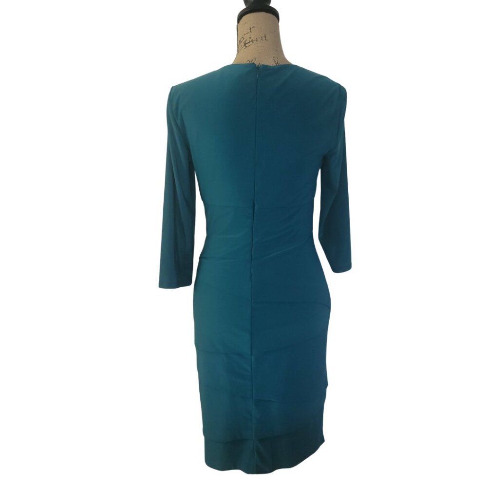 White House Black Market teal tiered jersey sheath dress size 8 - Picture 5 of 9
